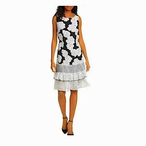 DYVNA Chacha Ruffle Floral Silk Dress